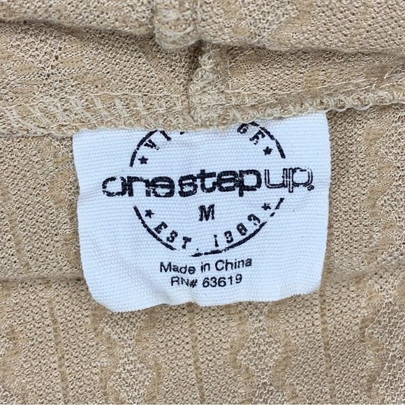 Beige Cable Knit Cropped Hoodie One Step Up Long Sleeve Stretch - Picture 7 of 9